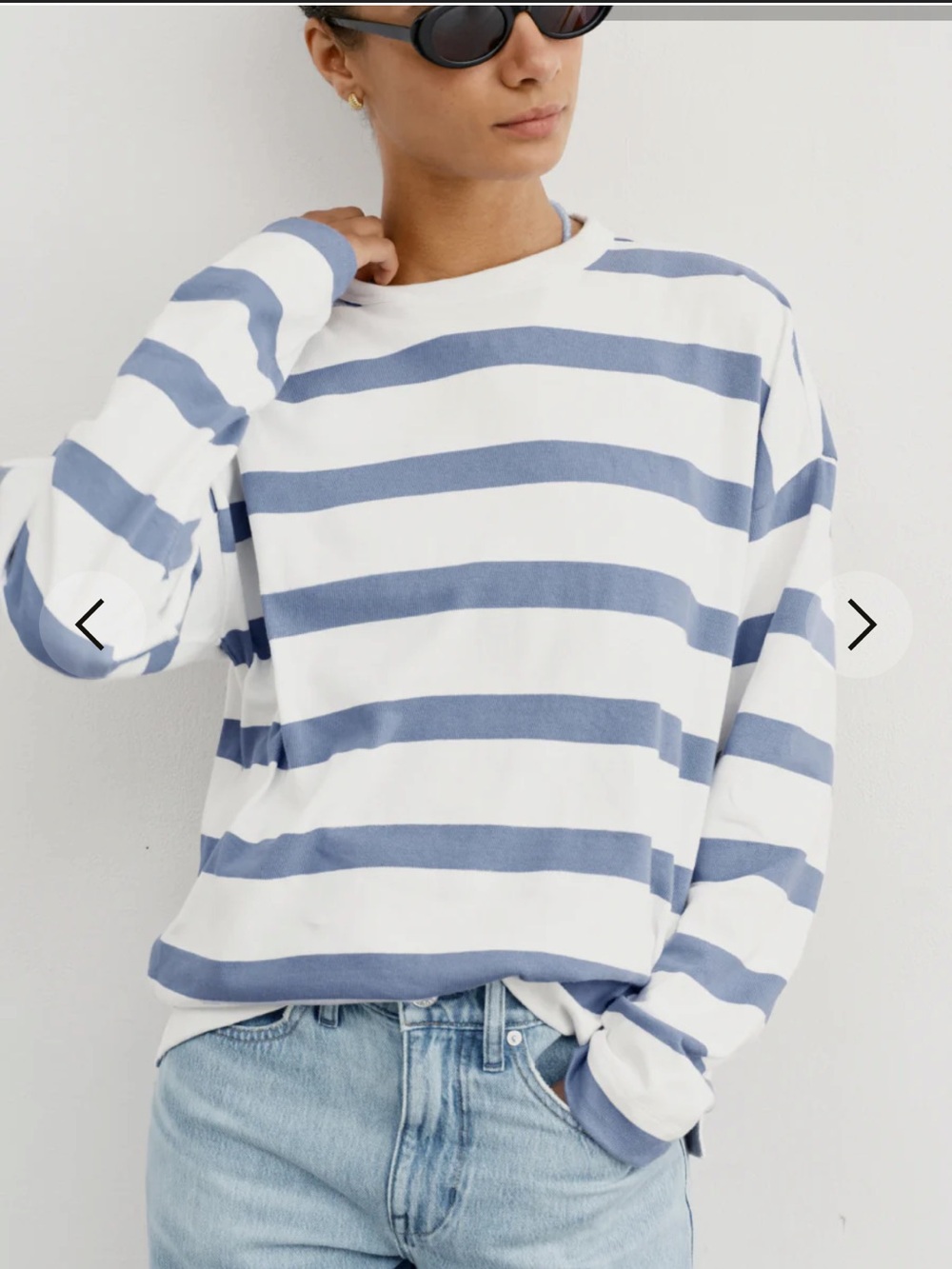 AYR The Early Morning Long sleeve Tee Gray/Blue Overcast Stripe M